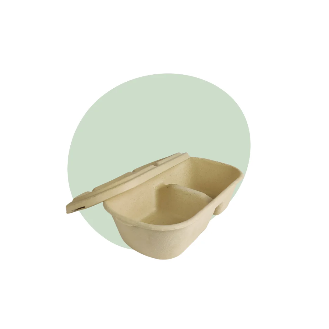 Compartment Bagasse Bowl (Bagasse Lid) - 1000ml